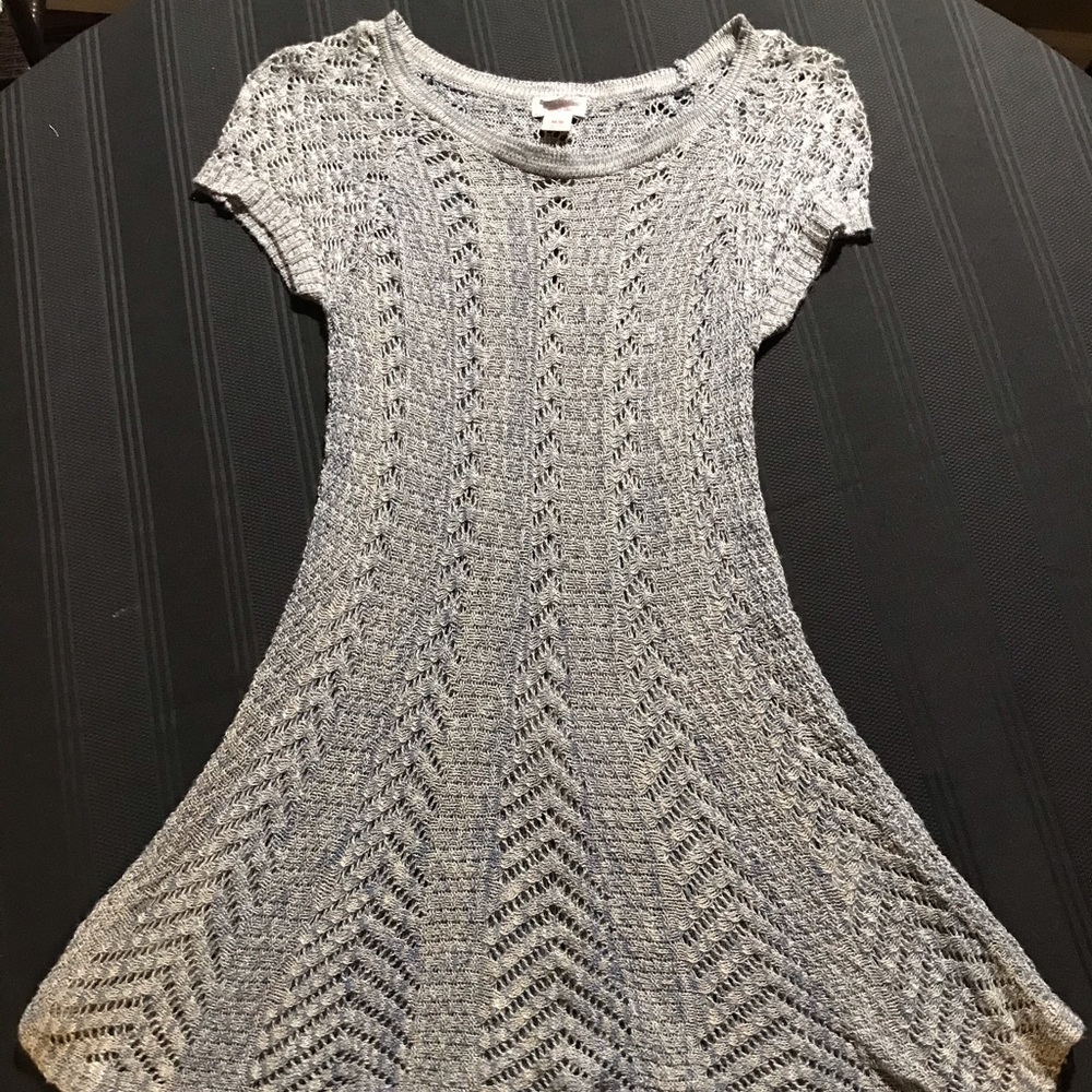 Blue knitted sweater dress